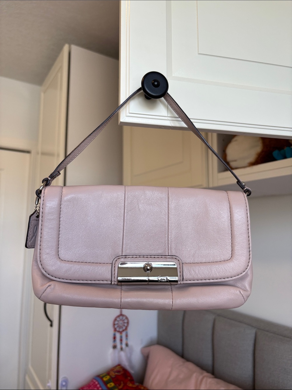 Coach Soft Pink Leather Wristlet with Silver Hardware